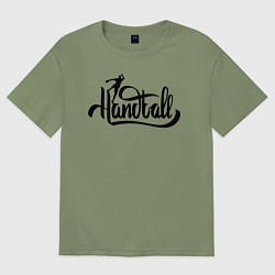 Футболка оверсайз мужская Handball lettering, цвет: авокадо