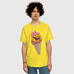 Футболка оверсайз мужская Pumpkin IceCream, цвет: желтый — фото 2