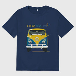 Футболка оверсайз мужская Я люблю вас Yellow-blue bus, цвет: тёмно-синий