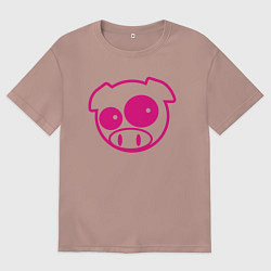 Футболка оверсайз мужская Subaru Power Pig, цвет: пыльно-розовый
