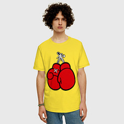 Футболка оверсайз мужская Боксерские перчатки, цвет: желтый — фото 2