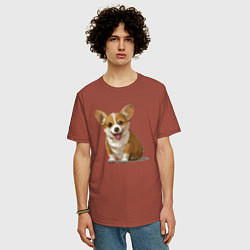 Футболка оверсайз мужская КОРГИ, цвет: кирпичный — фото 2