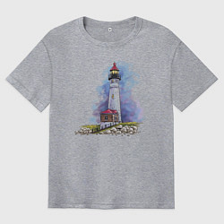 Мужская футболка оверсайз Crisp Point Lighthouse