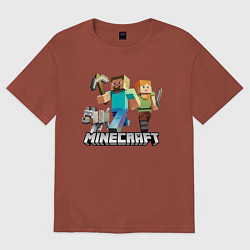 Футболка оверсайз мужская MINECRAFT, цвет: кирпичный