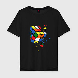Футболка оверсайз мужская Кубик Рубика, цвет: черный