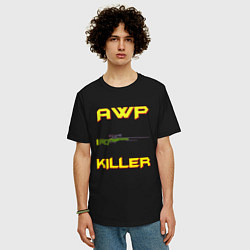 Футболка оверсайз мужская AWP killer 2, цвет: черный — фото 2