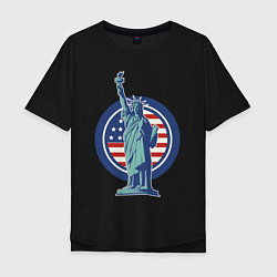 Футболка оверсайз мужская Usa Liberty Statue, цвет: черный