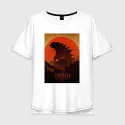 Футболка оверсайз мужская Godzilla and red sun, цвет: белый