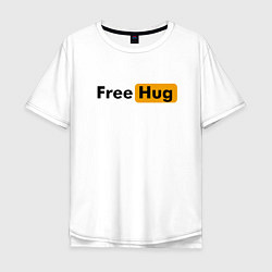 Футболка оверсайз мужская FREE HUG, цвет: белый