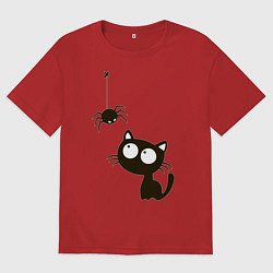 Мужская футболка оверсайз Котик и паучек