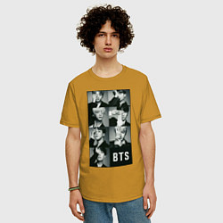 Футболка оверсайз мужская BTS, цвет: горчичный — фото 2