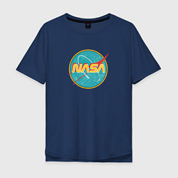 Футболка оверсайз мужская NASA винтажный логотип, цвет: тёмно-синий