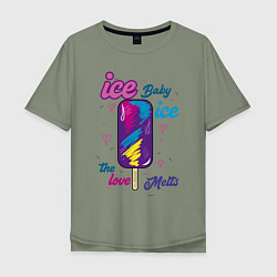 Футболка оверсайз мужская Ice Baby Летнее мороженое, цвет: авокадо