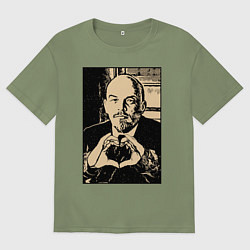 Футболка оверсайз мужская Ленин Oko, цвет: авокадо