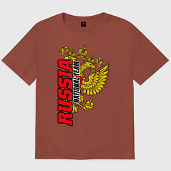 Футболка оверсайз мужская RUSSIA national team, цвет: кирпичный