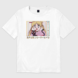 Футболка оверсайз мужская Sailor Moon Usagi Tsukino Luna, цвет: белый