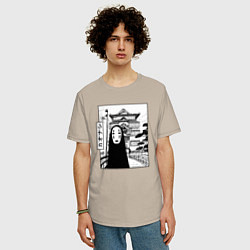 Футболка оверсайз мужская No-Face Spirited Away Ghibli, цвет: миндальный — фото 2