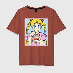 Футболка оверсайз мужская Sailor Moon Usagi Tsukino, цвет: кирпичный