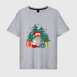 Футболка оверсайз мужская New Year Totoro, цвет: меланж