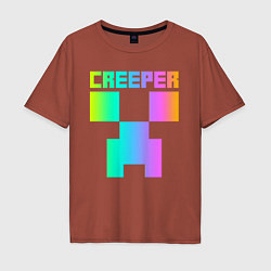 Футболка оверсайз мужская MINECRAFT CREEPER, цвет: кирпичный