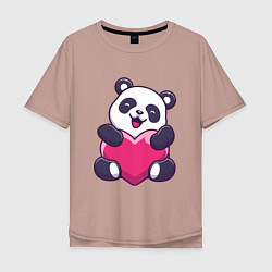 Футболка оверсайз мужская Панда love, цвет: пыльно-розовый