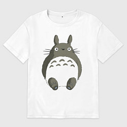 Футболка оверсайз мужская Тоторо с прозрачным пузиком, цвет: белый