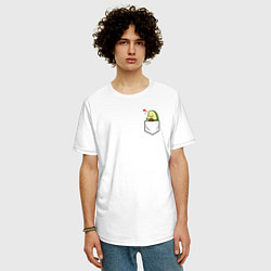 Футболка оверсайз мужская Авокадо в кармане, цвет: белый — фото 2
