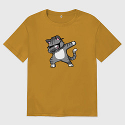 Футболка оверсайз мужская Котик dub, цвет: горчичный