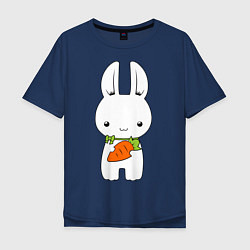 Футболка оверсайз мужская Зайчик с морковкой, цвет: тёмно-синий