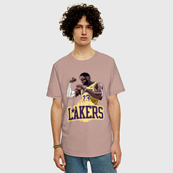 Футболка оверсайз мужская LeBron - Lakers, цвет: пыльно-розовый — фото 2