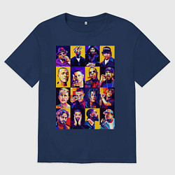 Футболка оверсайз мужская Легенды Рэпа, цвет: тёмно-синий