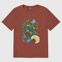 Футболка оверсайз мужская Славянский орнамент, цвет: кирпичный
