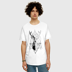 Футболка оверсайз мужская Polygonal deer, цвет: белый — фото 2