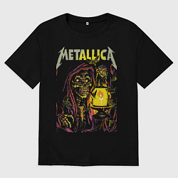 Мужская футболка оверсайз Metallica - скелет со свечой