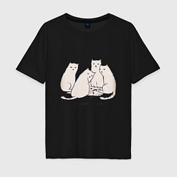 Мужская футболка оверсайз Уходи, человек кошки