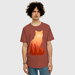 Футболка оверсайз мужская Лиса, цвет: кирпичный — фото 2