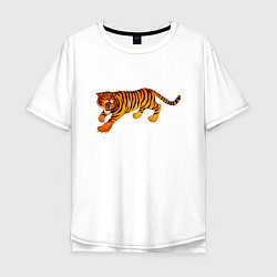 Футболка оверсайз мужская Тигр, цвет: белый