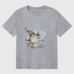 Мужская футболка оверсайз Рождественский гном