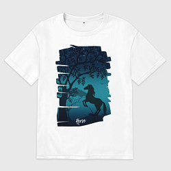 Футболка оверсайз мужская Конь, цвет: белый