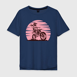 Футболка оверсайз мужская Мотоциклист, цвет: тёмно-синий