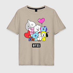Футболка оверсайз мужская BT21, цвет: миндальный
