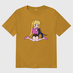 Мужская футболка оверсайз Усаги и Луна