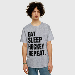 Футболка оверсайз мужская EAT SLEEP HOCKEY REPEAT, цвет: меланж — фото 2