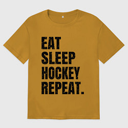 Мужская футболка оверсайз EAT SLEEP HOCKEY REPEAT