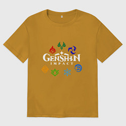 Футболка оверсайз мужская GENSHIN IMPACT, цвет: горчичный