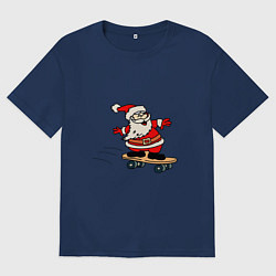 Мужская футболка оверсайз Санта на скейтборде