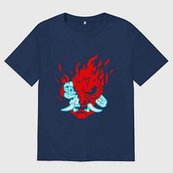 Мужская футболка оверсайз Cyberpunk neon samurai