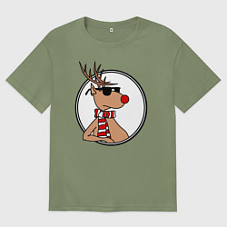 Футболка оверсайз мужская Олень Хипстер, цвет: авокадо