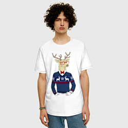 Футболка оверсайз мужская Hipster Deer, цвет: белый — фото 2