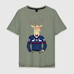 Мужская футболка оверсайз Hipster Deer